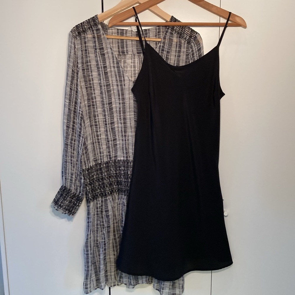 Club Monaco printed dress chiffon silk black grey 8 - Picture 16 of 16
